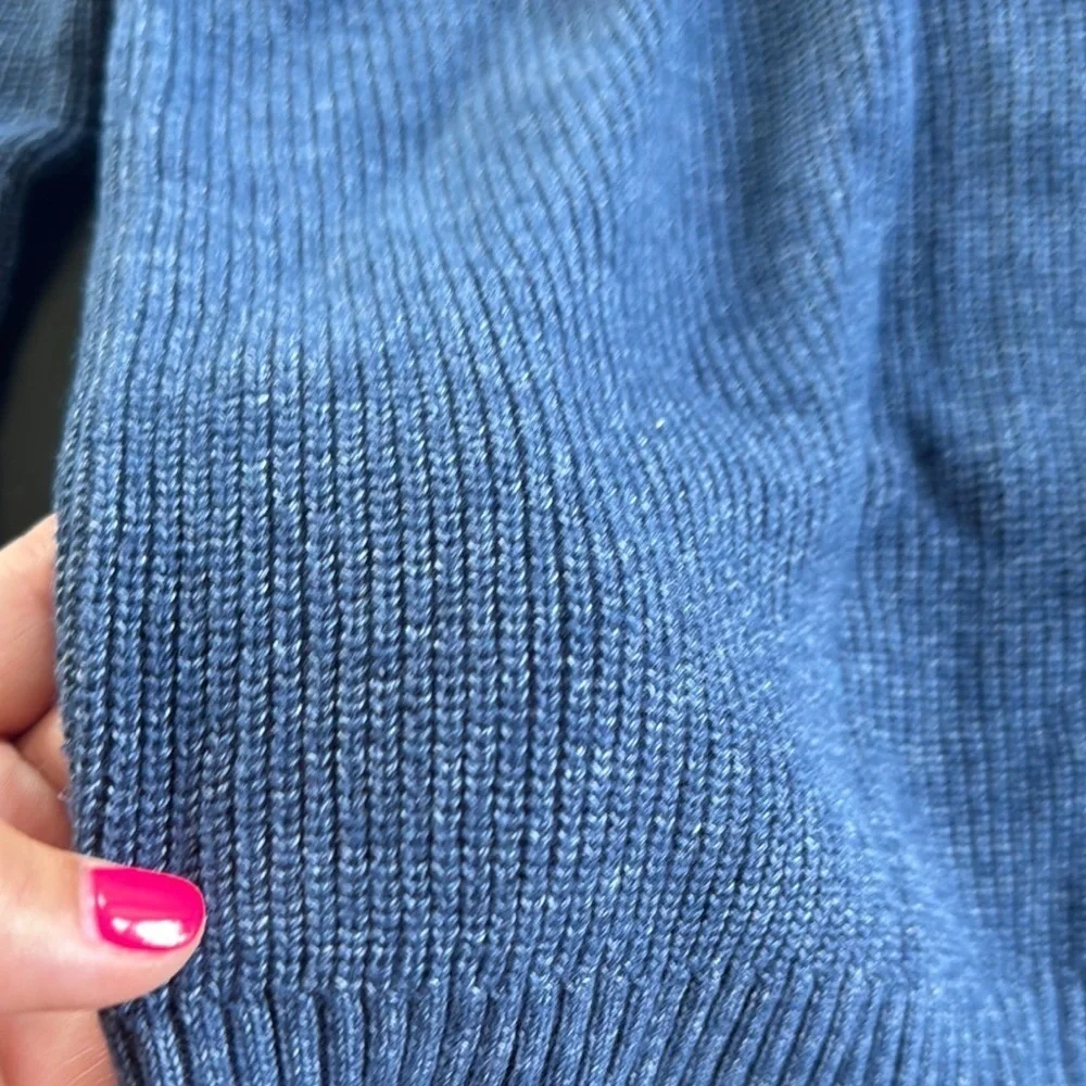 GAP Blue Mock Neck Sweater with Ribbed Texture